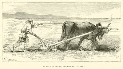 Au Bord du Pei-Ho, szkic autora (rycina) autorstwa French School