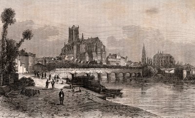 Auxerre - Bourgogne-Franche-Comte - rycina w „La France illustrée: geografia, historia, administracja statystyczna” autorstwa V.A. Malt-Browna. 1884 autorstwa French School