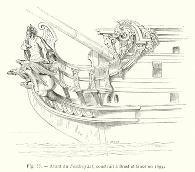 Avant du Foudroyant, wybudowany w Brześciu i uruchomiony w 1694 r. (grafika) autorstwa French School