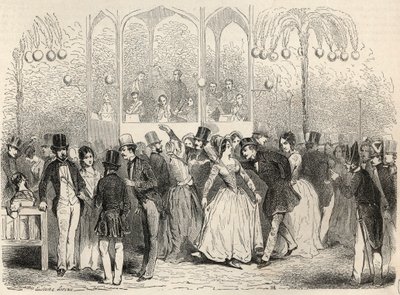 Bal Mabille (zakład taneczno-rekreacyjny, aleja Montaigne, Paryż) Grawerowanie w „Tableau-de-Paris” Edmonda Texiera 1852 autorstwa French School