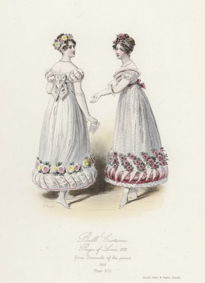 Stroje balowe, panowanie Ludwika XVIII autorstwa French School