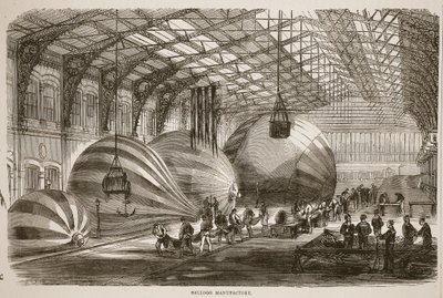 Manufaktura Balonów, ilustracja z Historii wojny między Francją a Niemcami w Cassells, 1870-1871 autorstwa French School