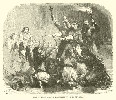 Balthazar calvo błogosławiący sztylety (grafika) autorstwa French School