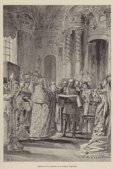 Chrzest członka rodziny cesarskiej (rycina) autorstwa French School