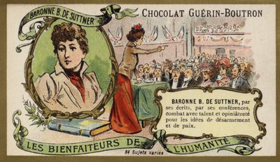Baronowa Bertha von Suttner, austriacka powieściopisarka i pacyfistka (chromolitho) autorstwa French School
