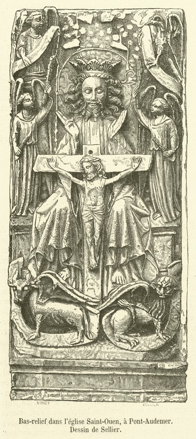 Płaskorzeźba w kościele Saint-Ouen, w Pont-Audemer (grafika) autorstwa French School