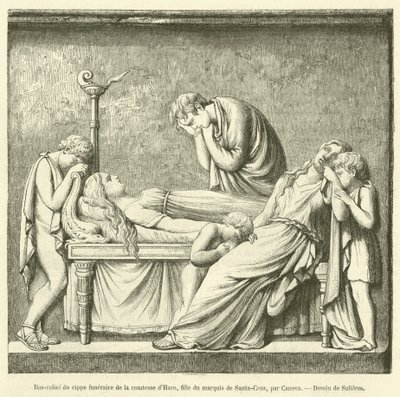 Płaskorzeźba cypu pogrzebowego hrabiny Haro, córki markiza Santa-Cruz (rycina) autorstwa French School