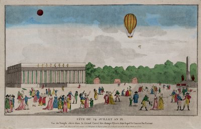 Dzień Bastylii, Paryż, 14 lipca 1801 r. (rycina ręcznie kolorowana) autorstwa French School