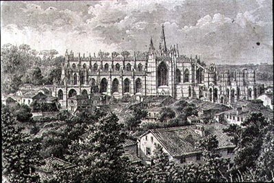 Klasztor Batalha w latach 60. XIX wieku (rycina) autorstwa French School