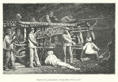 Bateria dziurkacza Sommeiller (grawerowanie) autorstwa French School