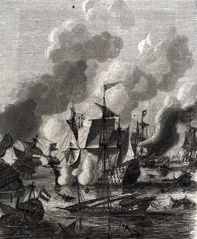 Bitwa pod Lagos była bitwą morską podczas wojny dziewięcioletniej w dniu 27 czerwca 1693 (rycina) autorstwa French School