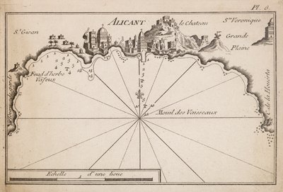 Zatoka Malaga. Port Alicante, z „Kompendium planów głównych portów Morza Śródziemnego” Jeana Allerarda autorstwa French School