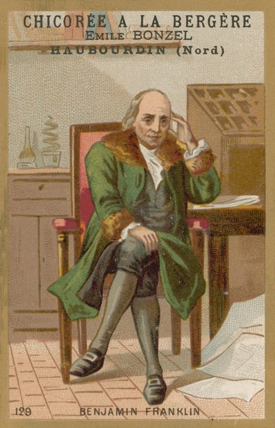 Benjamin Franklin, amerykański naukowiec, wynalazca i polityk autorstwa French School