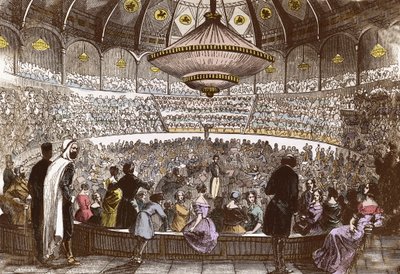 Berlioz dyryguje swoim koncertem 19 stycznia 1845 w Cirque Olympique w Paryżu - Hector Berlioz (1803-1869), w sali Cyrku Olimpijskiego Pól Elizejskich w Paryżu autorstwa French School