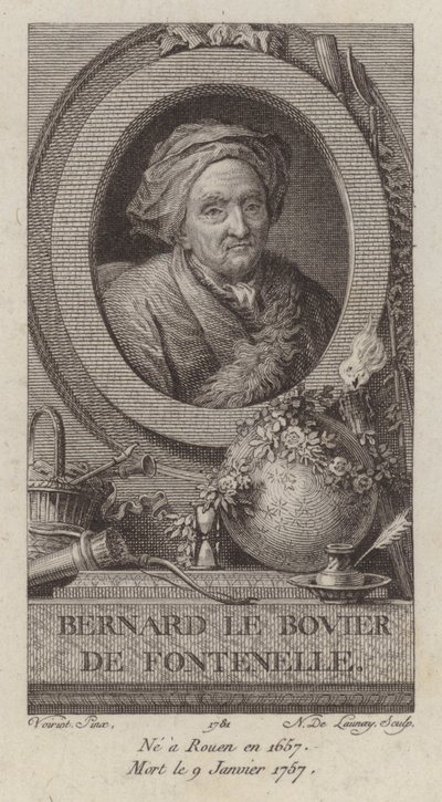 Bernard Le Bovier de Fontenelle, francuski autor (grafika) autorstwa French School