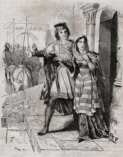 Bertrade de Montfort (1070-1117) Królowa Francji z Filipem I królem Francji - - w „Histoire de France”” Anquetila. 19 wiek. autorstwa French School