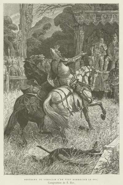 Bertrand du Guesclin przyszedł podziękować księciu autorstwa French School