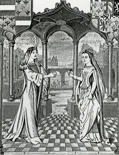 Zaręczyny Maksymiliana I i Marii, księżnej Burgundii w 1477 r., według obrazu w Chroniques de Flandre autorstwa French School