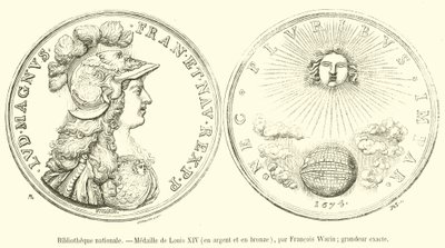 Biblioteka Narodowa, Medal Ludwika XIV, srebro i brąz (grafika) autorstwa French School