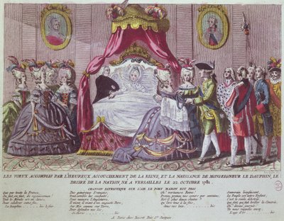 Narodziny Wielkiego Delfina, Ludwika Józefa (1781-1789) (kolororyt) autorstwa French School