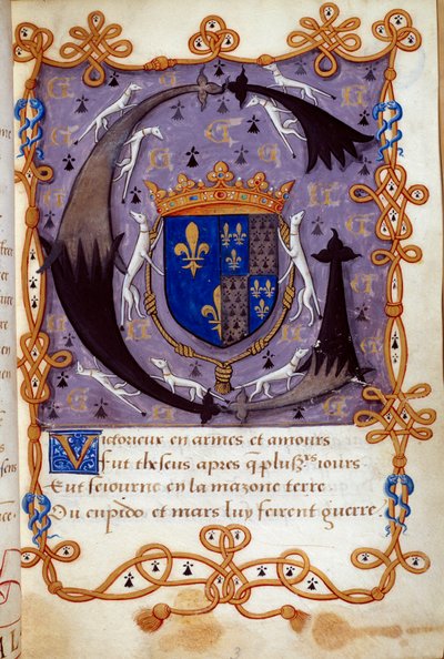 Blazon królowej Claude z Francji (1499-1524), żony Franciszka I. Miniatura z XVI-wiecznego rękopisu. Chantilly, Muzeum Conde autorstwa French School