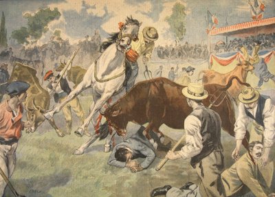 Krwawy wypadek w Arles, ilustracja z Le Petit Journal: dodatek illustre, 1898 autorstwa French School