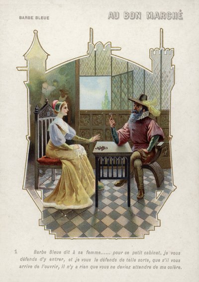 Sinobrody zabrania żonie wejść do swojego pokoju (chromolitho) autorstwa French School