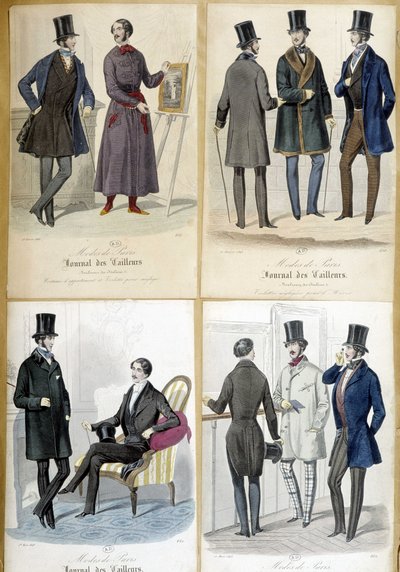 Tablice ilustrujące modę męską z „Journal des tailors” z 1848 r. autorstwa French School