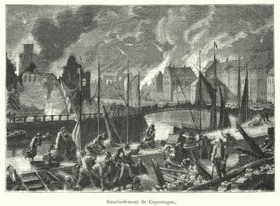 Bombardowanie Kopenhagi (grawerowanie) autorstwa French School