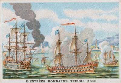 Bombardowanie Trypolisu przez Jana II dEstrees, admirała Francji, 1685 autorstwa French School