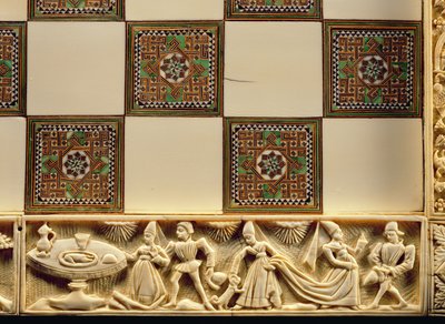 Ramka szachownicy przedstawiająca życie dworskie, 1415 autorstwa French School