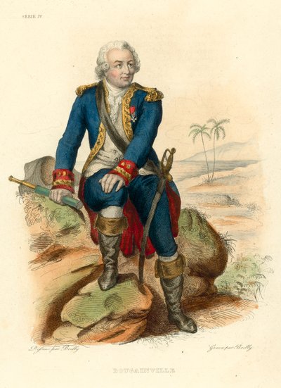 Bougainville (kolorowy grawerunek) autorstwa French School