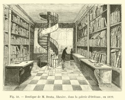 Sklep księgarza M Dentu w galerii Orleans, 1829 r. autorstwa French School