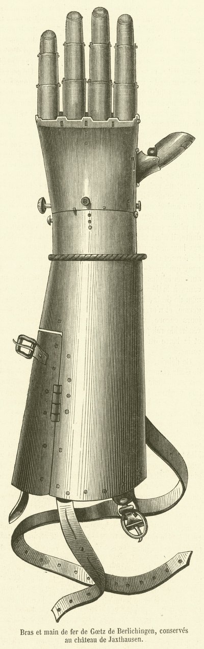 Bras et main de fer de Goetz de Berlichingen, zachowany zamek w Jaxthausen (grafika) autorstwa French School