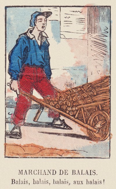 Sprzedawca mioteł. Miotły, miotły, miotły, miotły! , około 1819 r. (druk) autorstwa French School