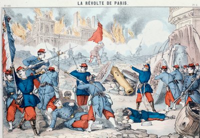 Spalenie i zniszczenie paryskiego ratusza przez komunistów, maj 1871 r. (odbitka z Epinal) autorstwa French School