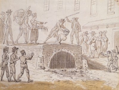 Busto de Marat jogado em um esgoto, 5 de fevereiro de 1795 (aquarela sobre papel)polonês autorstwa French School