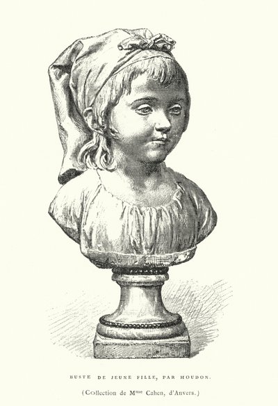 Popiersie młodej dziewczyny, francuski rzeźbiarz Jean-Antoine Houdon, koniec XVIII lub początek XIX wieku (rycina) autorstwa French School