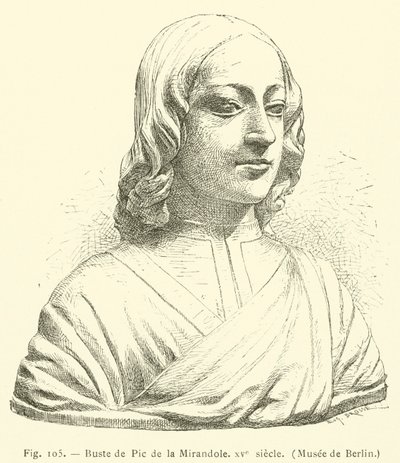 Popiersie Pic de la Mirandola, XV w., Muzeum Berlina (rycina) autorstwa French School