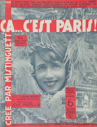 Ca...Cest Paris, okładka Score of Song Mistinguetta, wyd. Editions Salabert w Paryżu, 1926 autorstwa French School