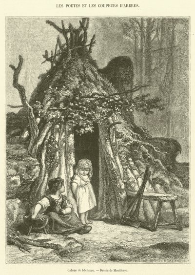 Chatka drwala (rycina) autorstwa French School