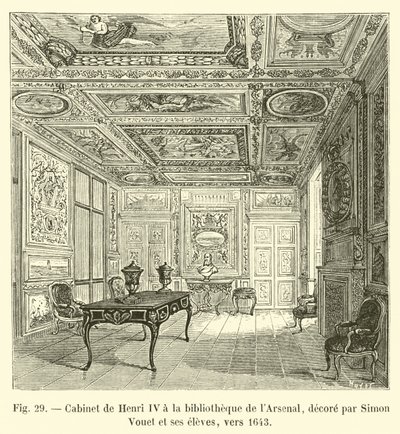 Gabinet Henryka IV w bibliotece Arsenalu, ozdobiony przez Simona Voueta i jego uczniów, ok. 1643 r. autorstwa French School