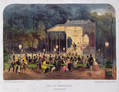 Cafe des Ambassadeurs, Pola Elizejskie, ok. 1850 autorstwa French School