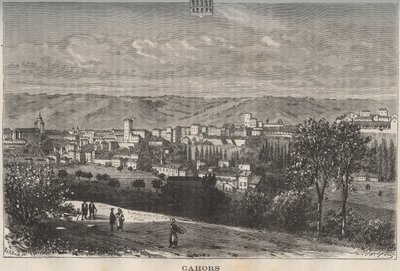 Cahors - Lot - Midi-Pyrenees - grawerowanie w „La France illustrée: geografia, historia, administracja statystyczna” autorstwa V.A. Malt-Browna. 1884 autorstwa French School