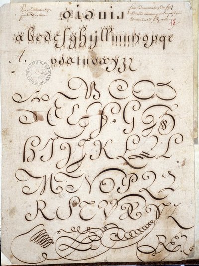 Kaligrafia: Okrągły kawałek rękopisu na welinie ozdobiony arabeskami około 1813 roku autorstwa Sebastiena Roylleta. Biblioteka Historyczna Miasta Paryża autorstwa French School