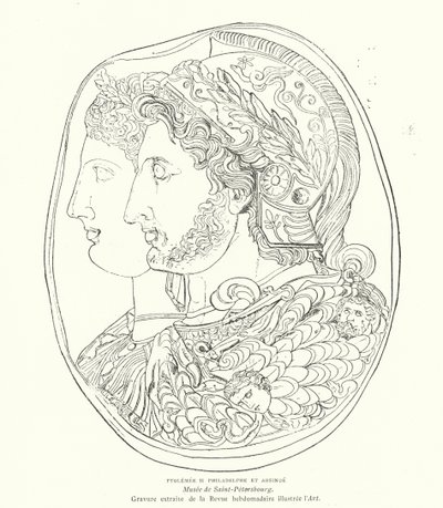 Kamea starożytnego egipskiego faraona Ptolemeusza Filadelfusa i jego żony Arsinoe, III wiek p.n.e. (rycina) autorstwa French School