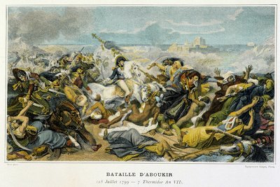 Kampania (wyprawa) egipska (1798-1801): Joachim Murat (1767-1815) podczas bitwy pod Abukir 25 lipca 1799, podczas której Bonaparte odrzucił Turków do morza. autorstwa French School