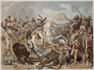 Kampania (wyprawa) w Egipcie (1798-1801): Napoleon w bitwie pod piramidami (21 lipca) autorstwa French School