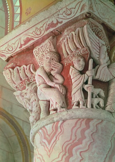 Kapitel z prezbiterium przedstawiający Babilonia Deserta (wapień) autorstwa French School