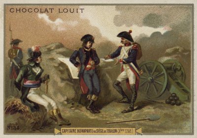 Kapitan Napoleon Bonaparte podczas oblężenia Tulonu, francuskie wojny rewolucyjne, grudzień 1793 r. autorstwa French School